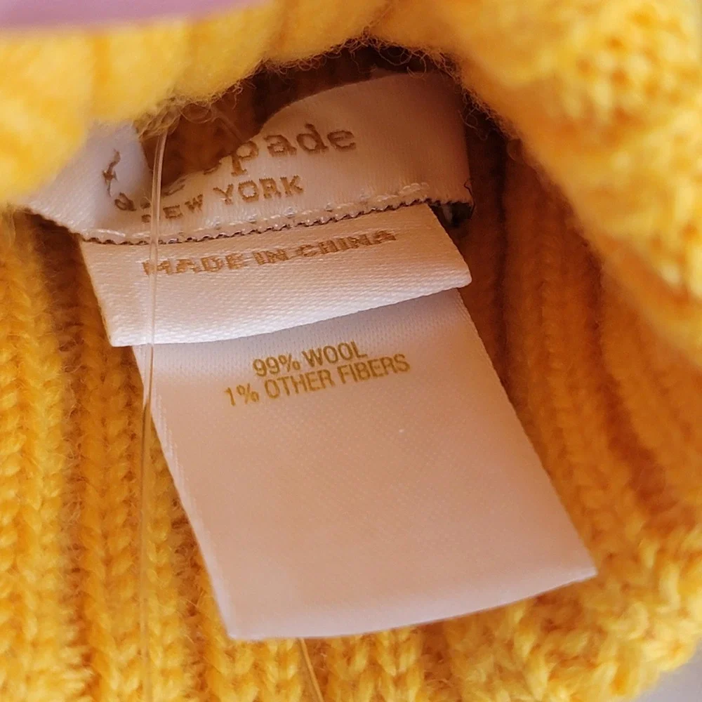 Kate Spade Metallic Taxi Mittens Yellow Black Big Apple Wool Blend Original Box